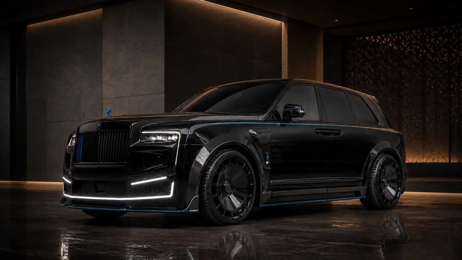 Cinematic Dubai atelier portrait of Black Hayula ii w Blue Interiors