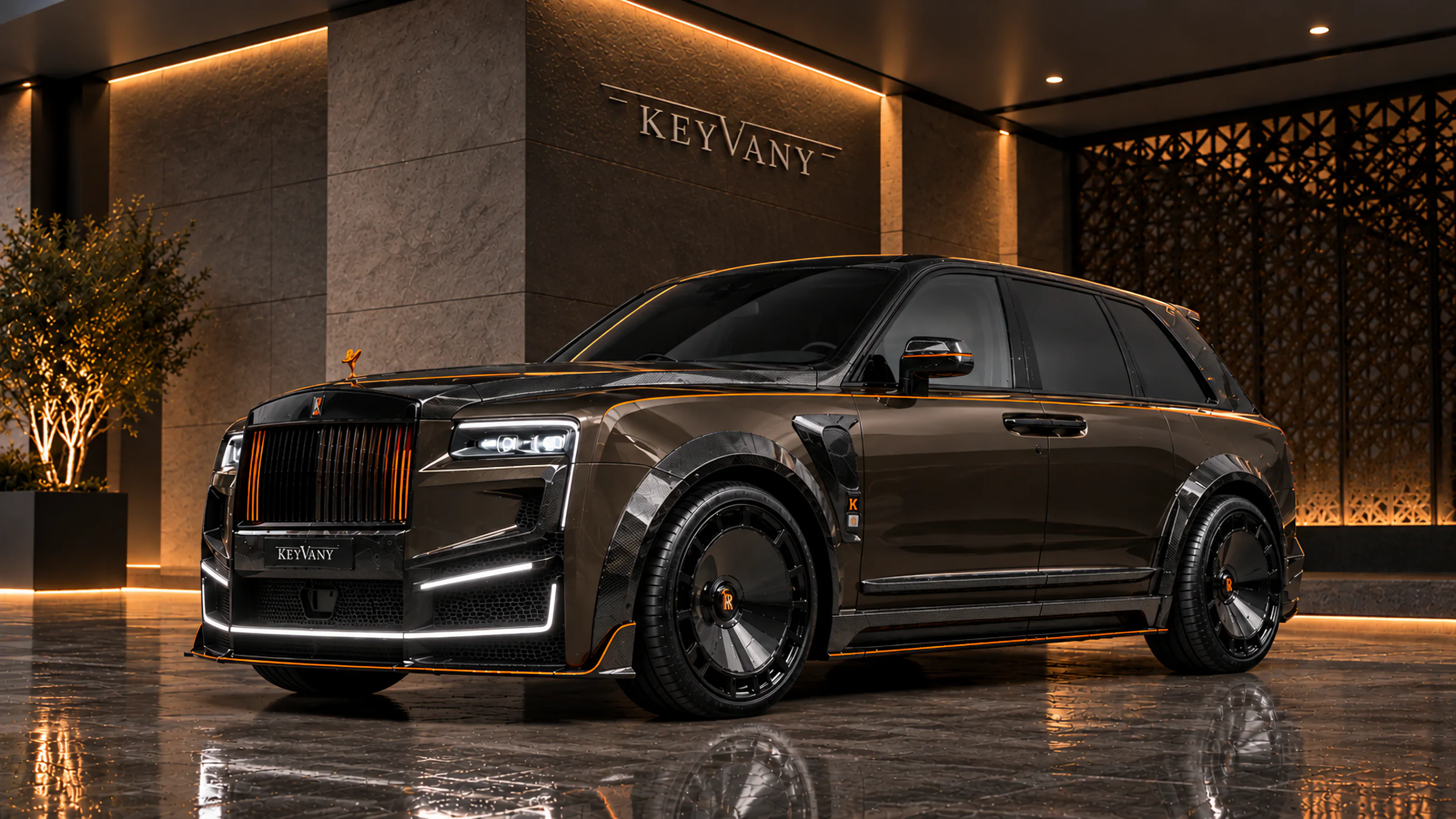 Cinematic Dubai atelier portrait of KEYVANY Hayula Brown