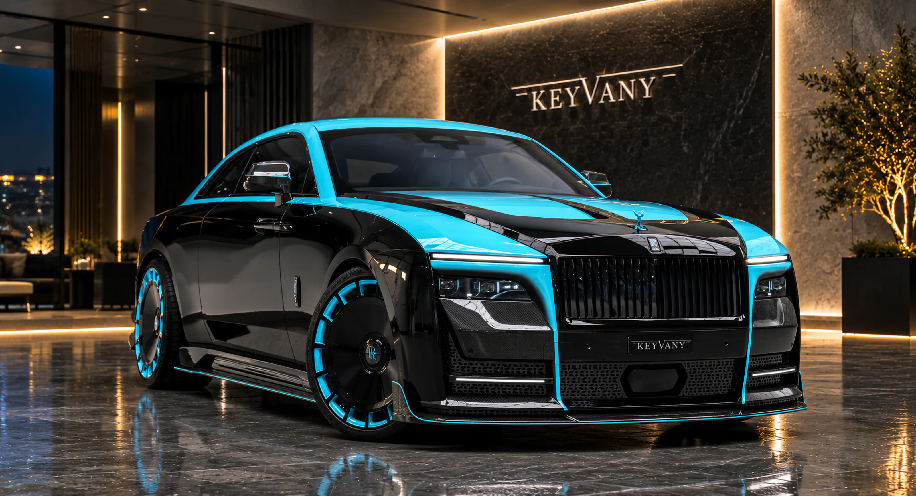 Cinematic Dubai atelier portrait of KEYVANY Spectacular Black